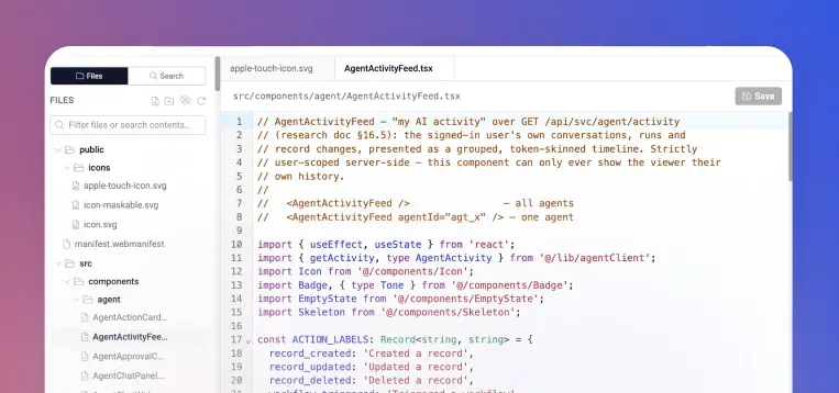 The file editor (optional). preview