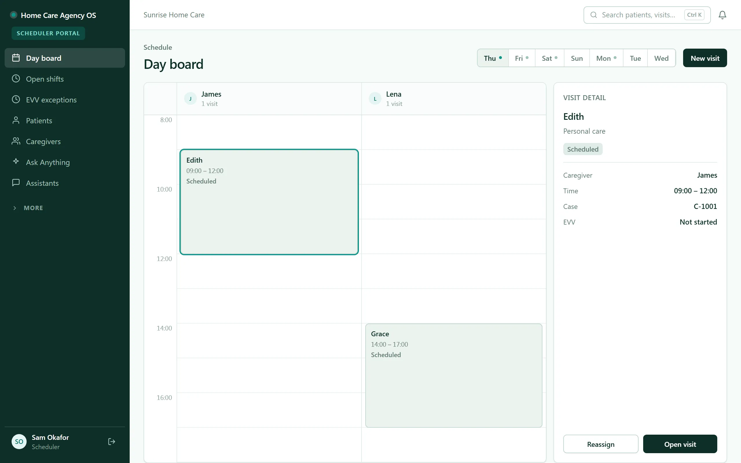 Live scheduling day-board